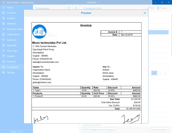 Moon Invoice