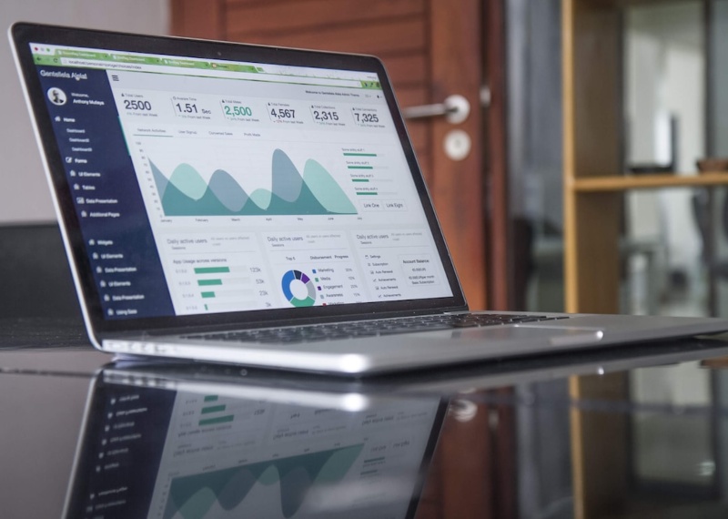 Laptop showing analytics that can be used to create a node diagram 